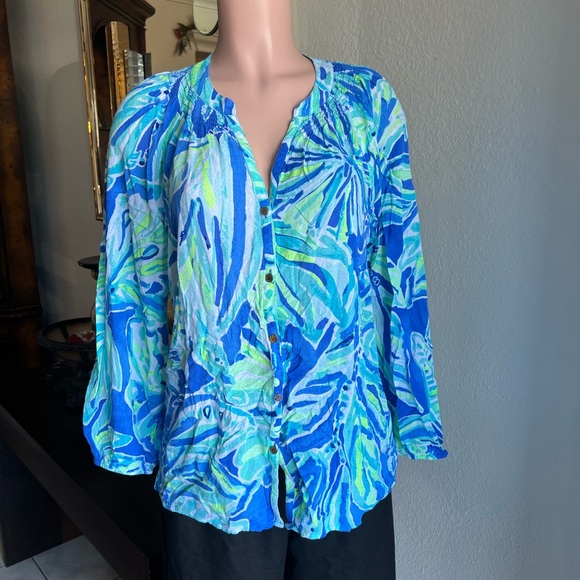 Lilly Pulitzer Tops - Lilly Pulitzer Blue and Green Blouse